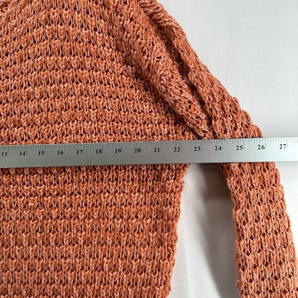 Dip Sweater Women Sz L V Neck Pullover Open Crochet Long Sleeve Preppy Sandstone - Picture 9 of 12